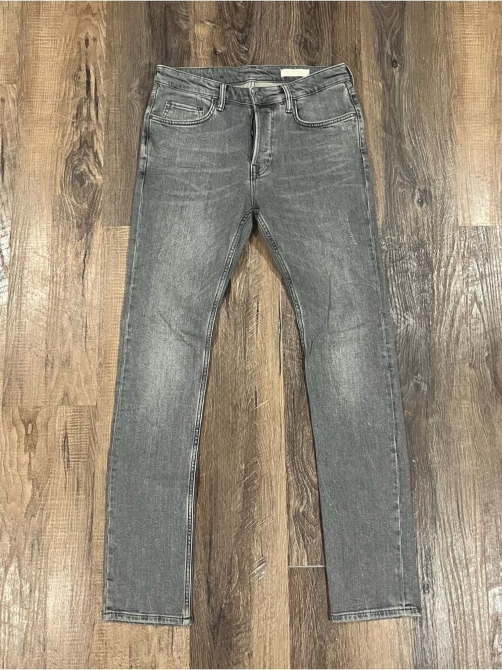All Saints Cigarette Skinny Fit Jeans Men’s W32 L32 Grey Denim Button Fly